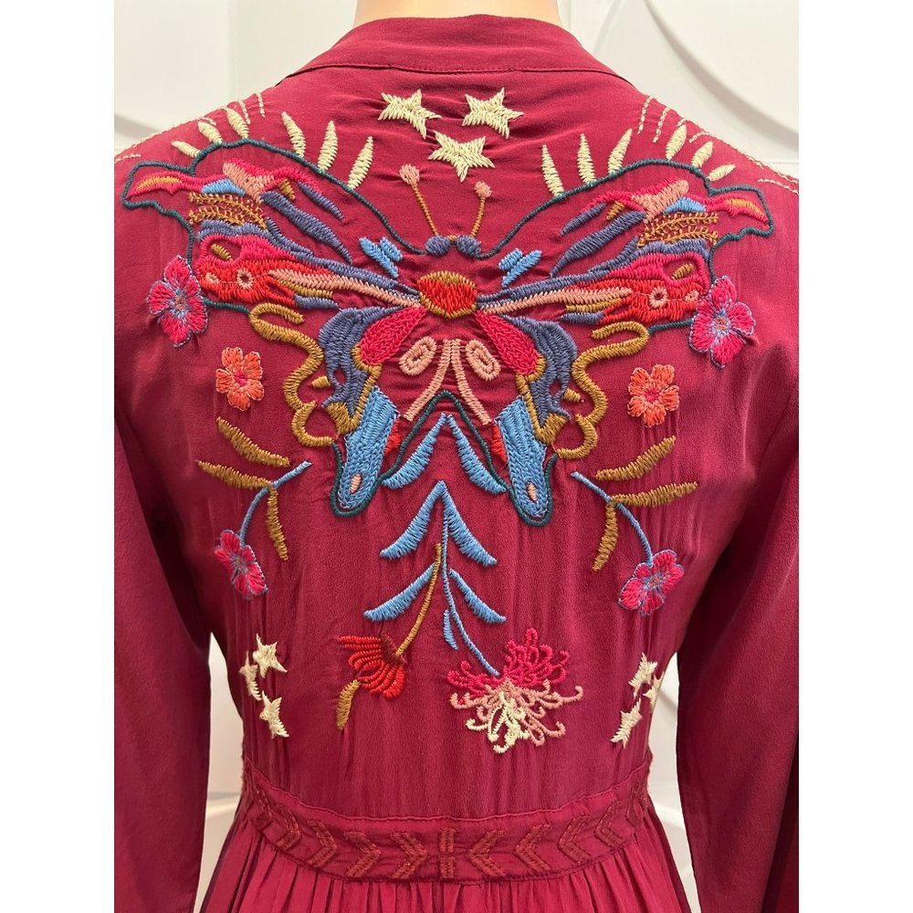 Johnny Was Mika Split Front Dress Rumba Red Small - Picture 6 of 9